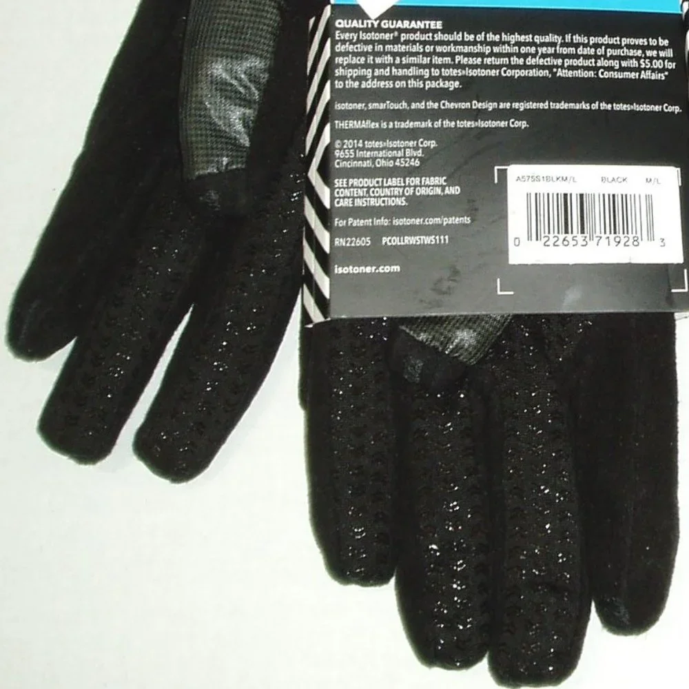 Shinny Black M/L 2 pr Isotoner Gloves Womens - Picture 9 of 12